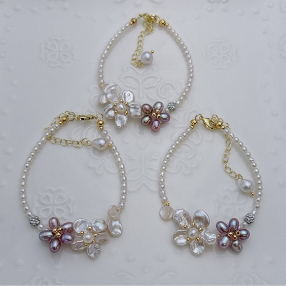 B115 Handmade Freshwater Baroque Pearl Bracelets